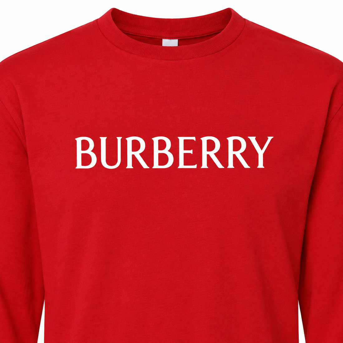 Men's Burberry Cotton Long Sleeve T-Shirt - Red - detail
