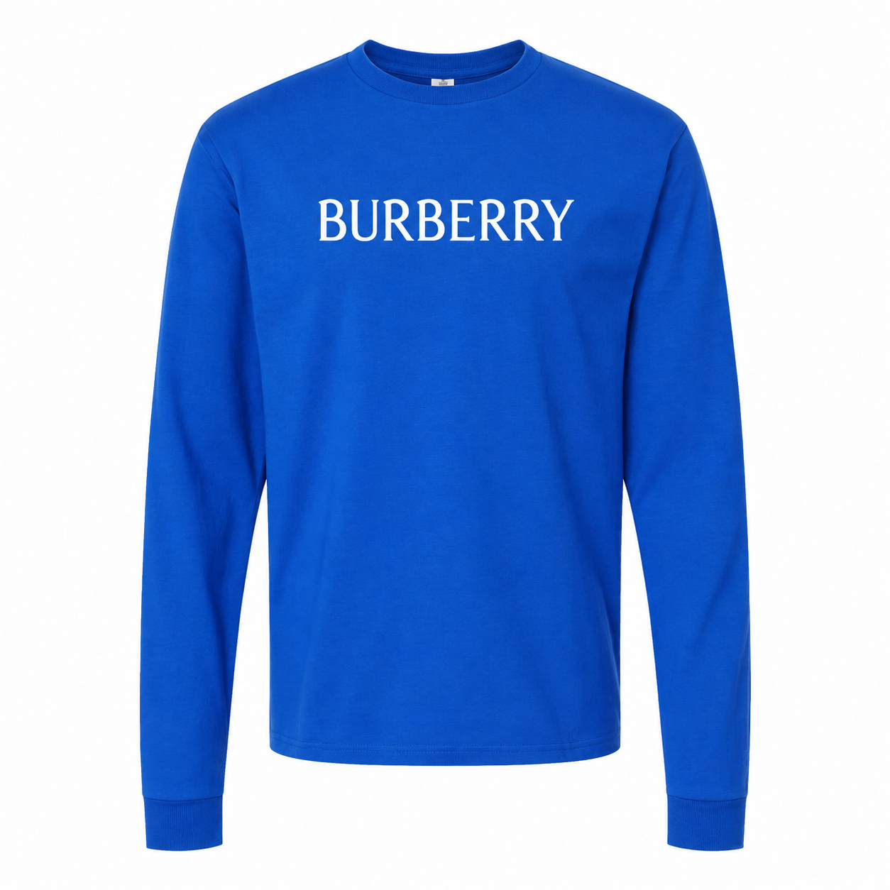 Men's Burberry Cotton Long Sleeve T-Shirt - Royal Blue - hero