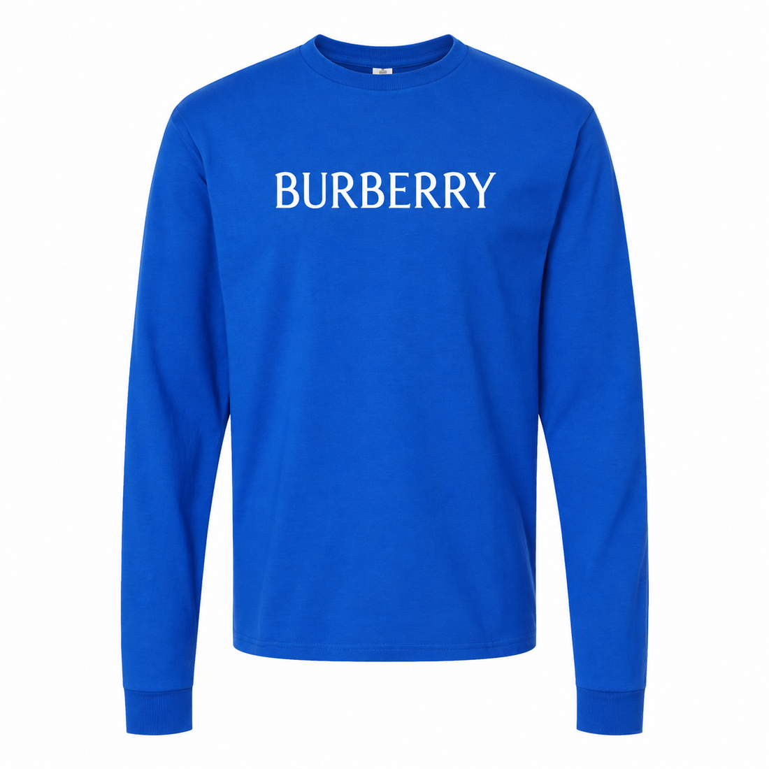 Men's Burberry Cotton Long Sleeve T-Shirt - Royal Blue - hero