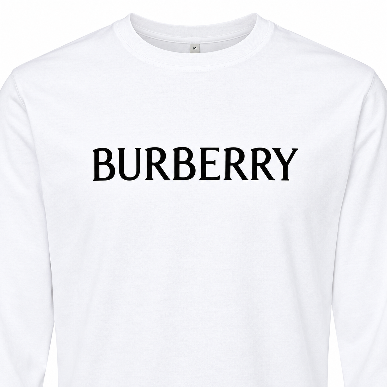Men's Burberry Cotton Long Sleeve T-Shirt - White - detail