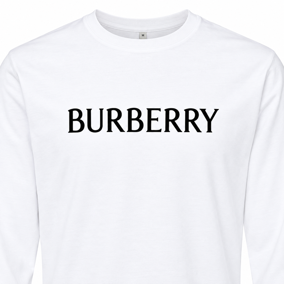 Men's Burberry Cotton Long Sleeve T-Shirt - White - detail