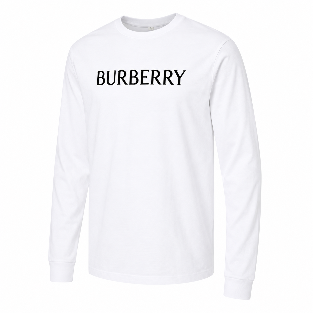 Men's Burberry Cotton Long Sleeve T-Shirt - White - three-quarter