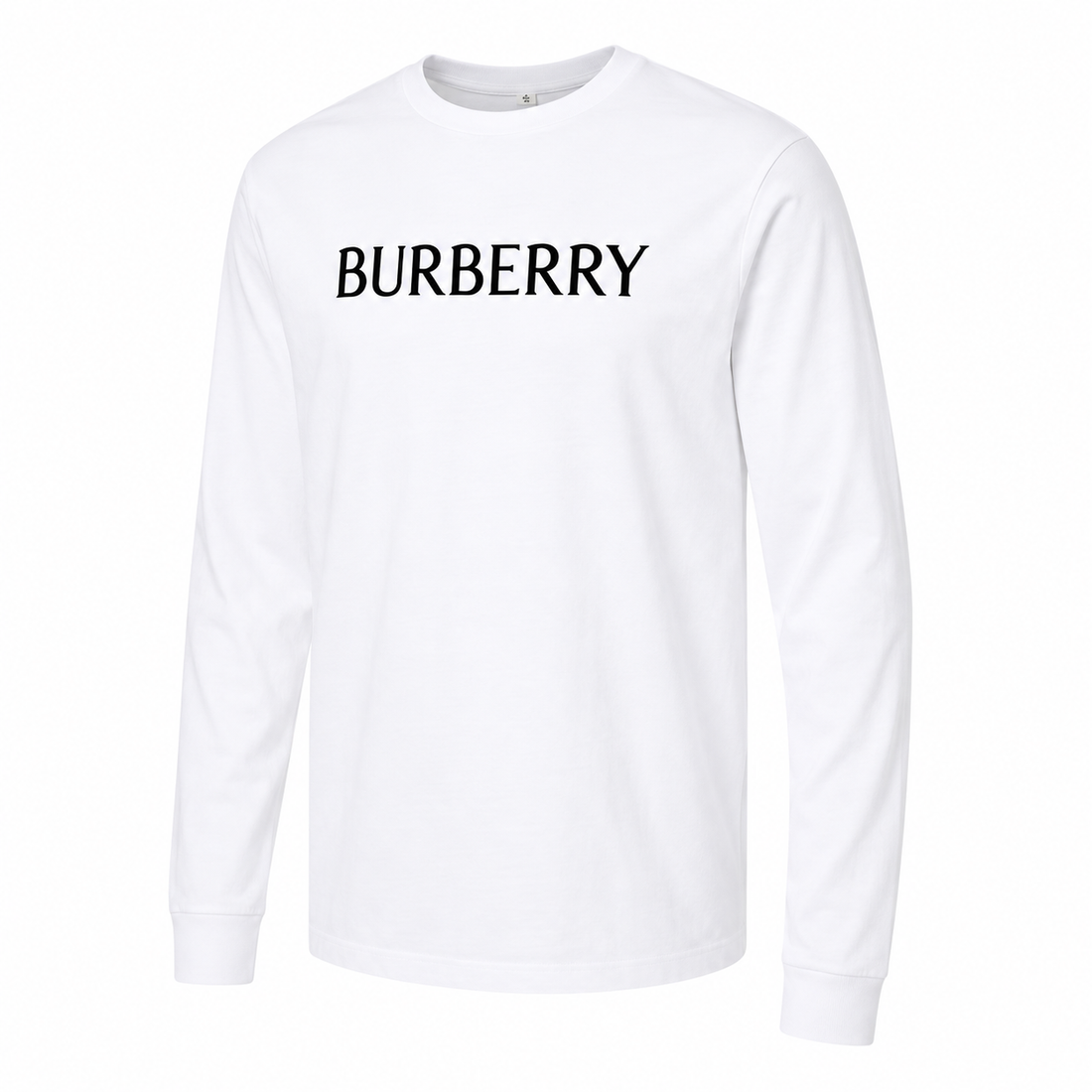 Men's Burberry Cotton Long Sleeve T-Shirt - White - three-quarter