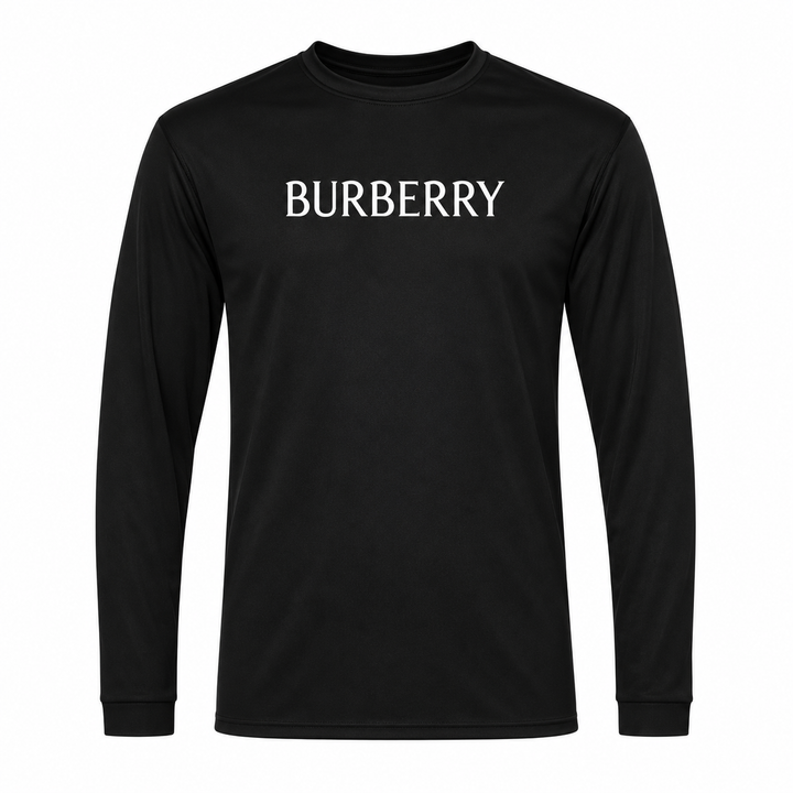 Men's Burberry Polyester Long Sleeve T-Shirt in Black — hero view