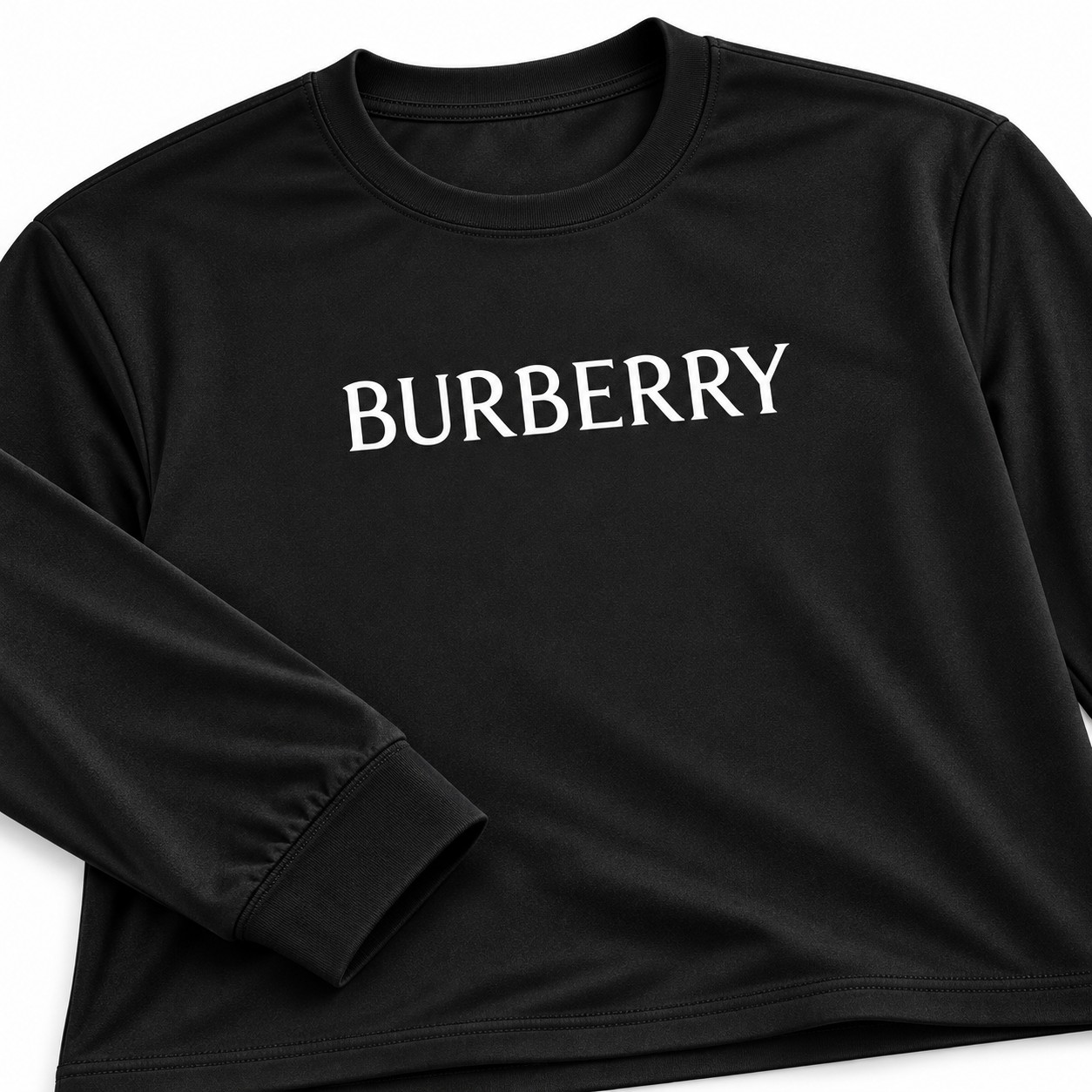 Men's Burberry Polyester Long Sleeve T-Shirt in Black — detail view