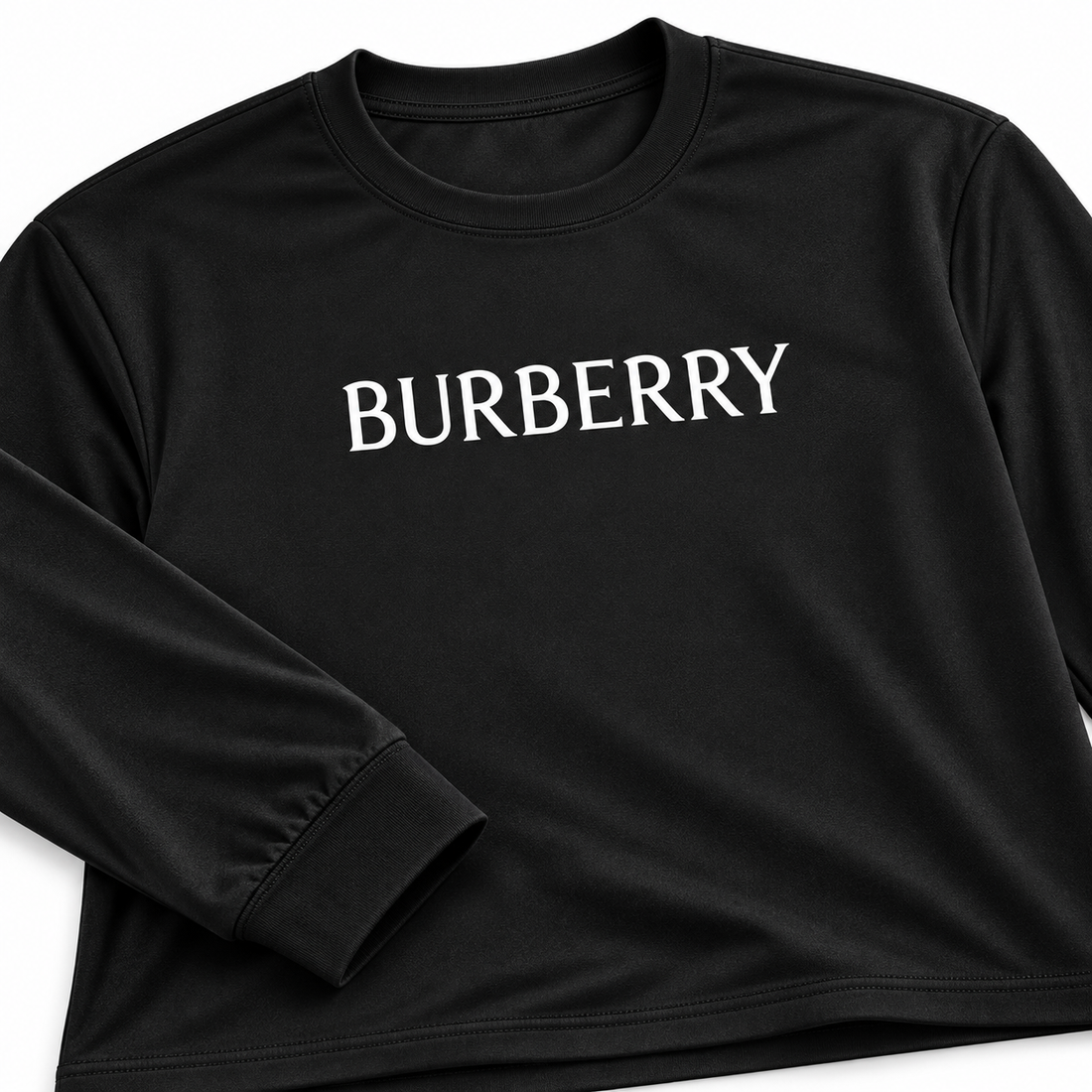 Men's Burberry Polyester Long Sleeve T-Shirt in Black — detail view