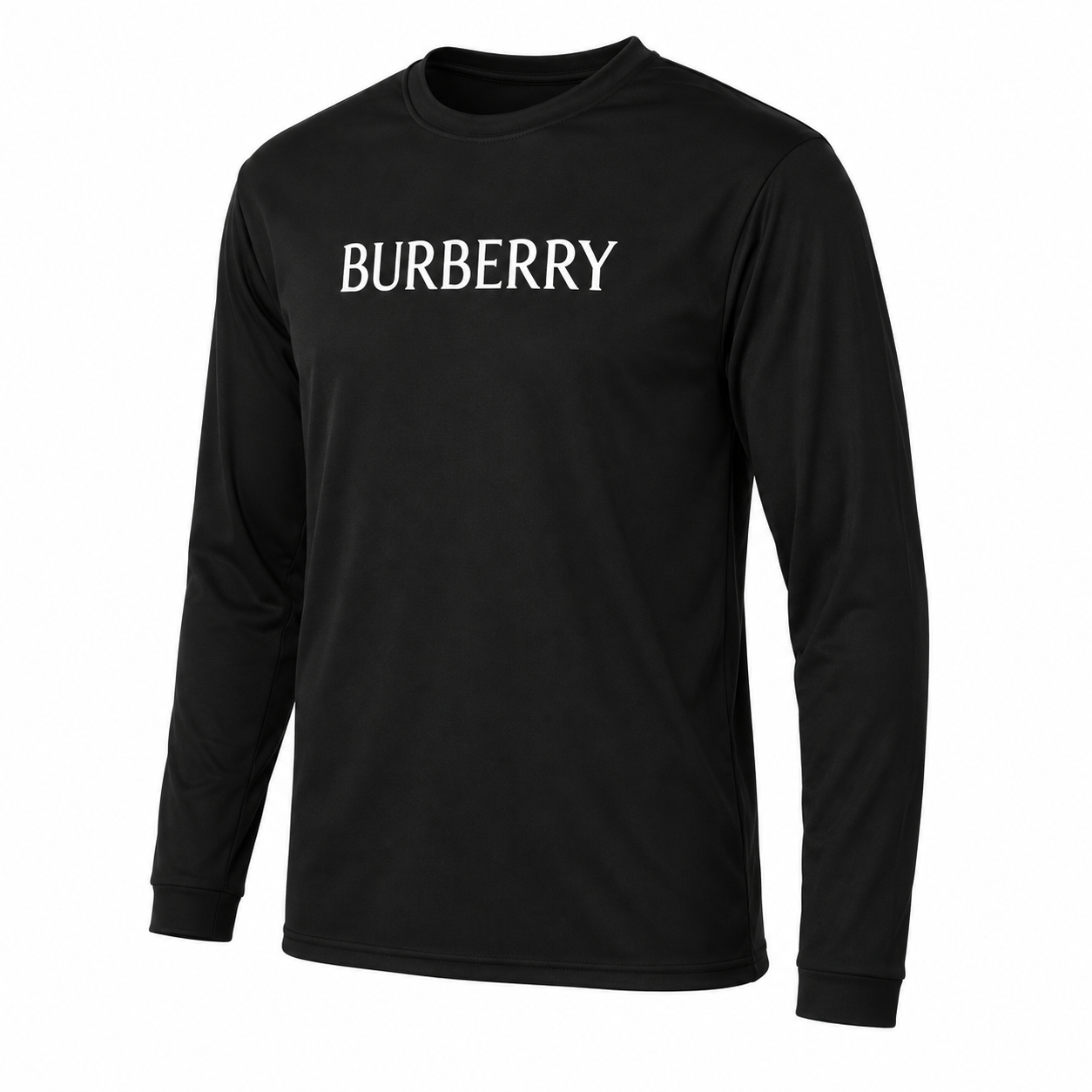 Men's Burberry Polyester Long Sleeve T-Shirt in Black — alternate three-quarter view
