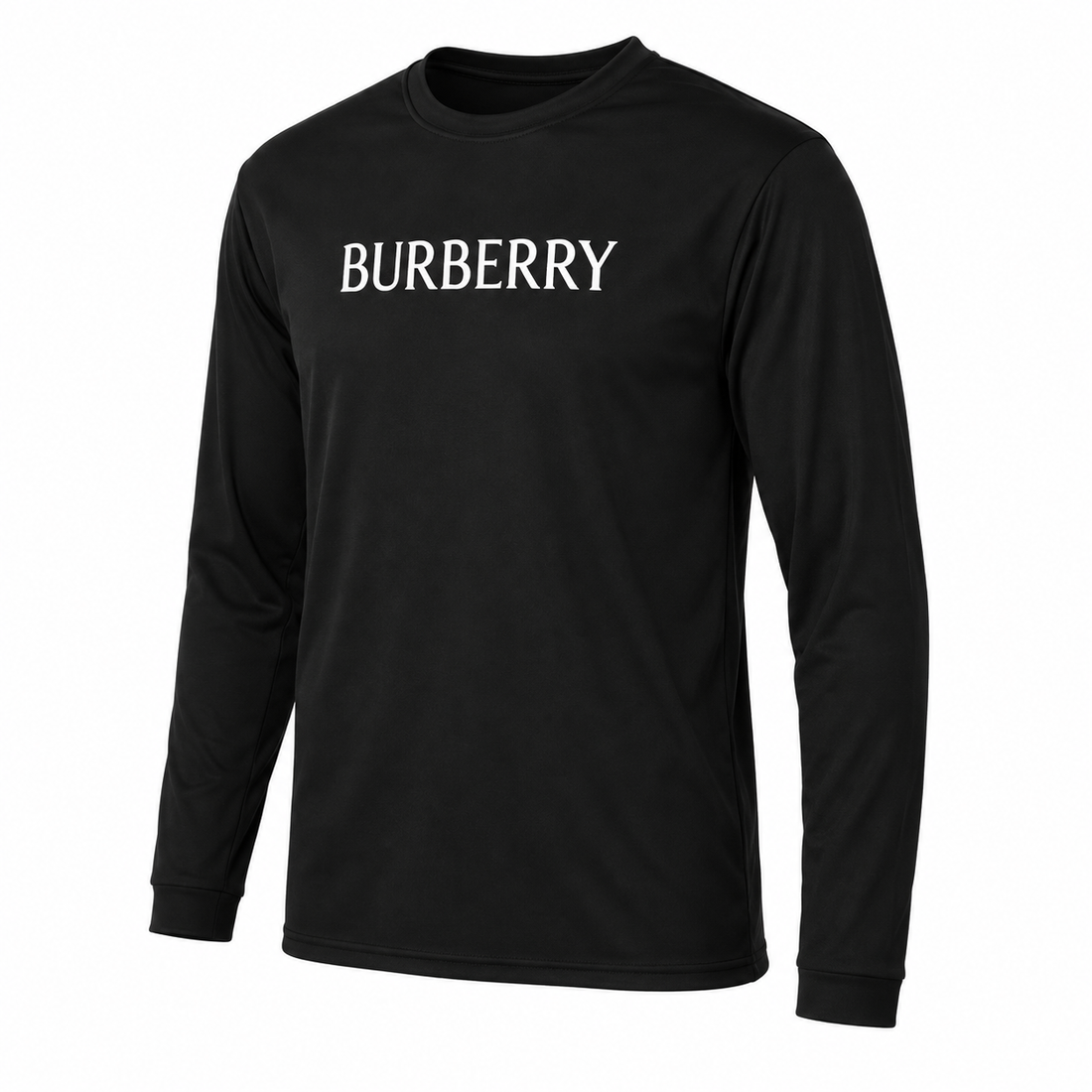 Men's Burberry Polyester Long Sleeve T-Shirt in Black — alternate three-quarter view