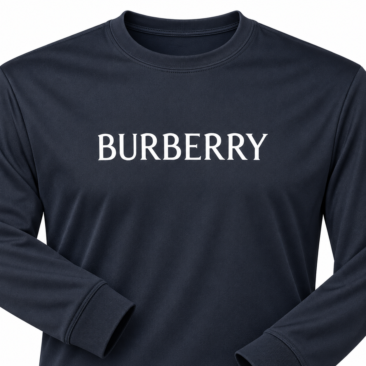 Men's Burberry Polyester Long Sleeve T-Shirt in Navy — detail view