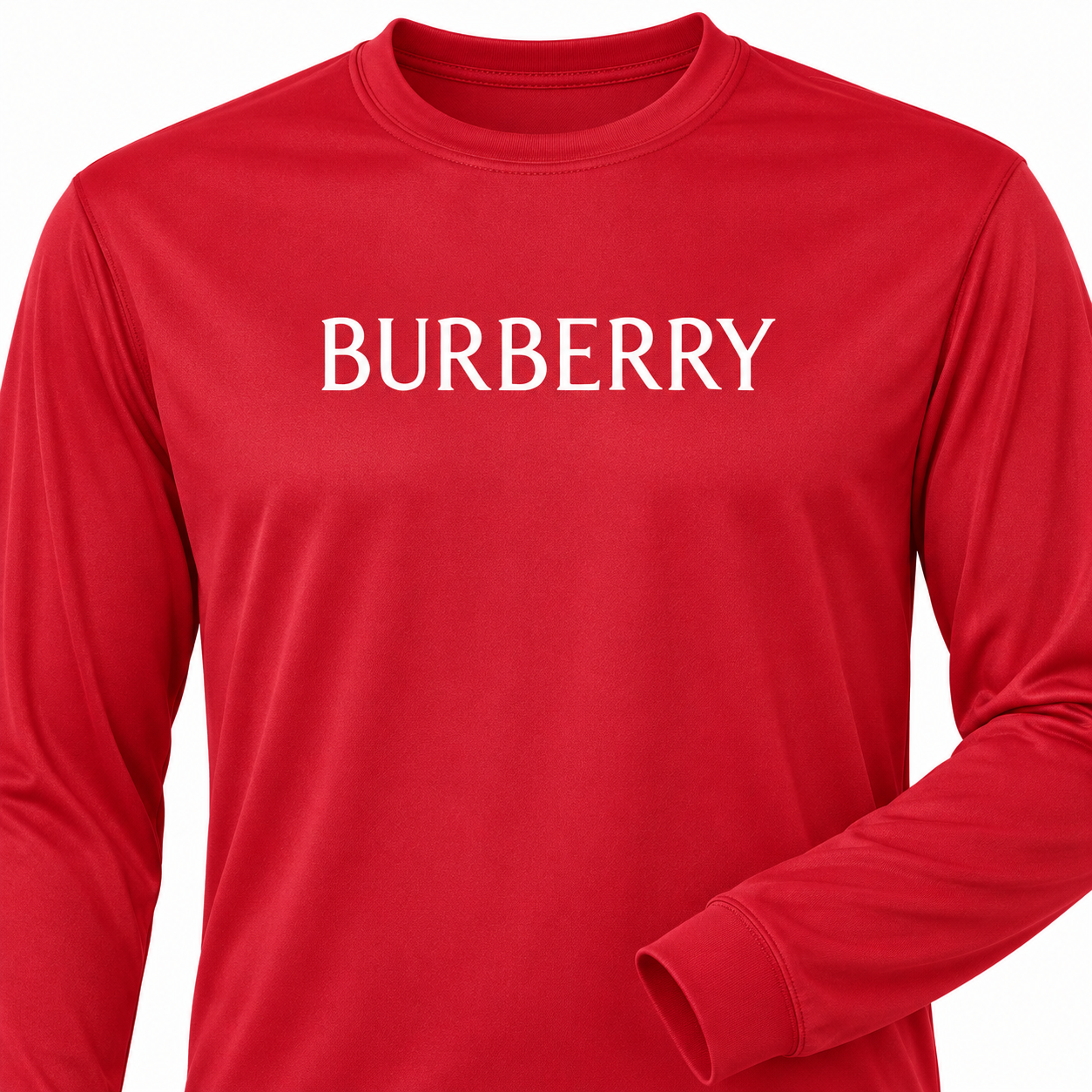 Men's Burberry Polyester Long Sleeve T-Shirt in Red — detail view