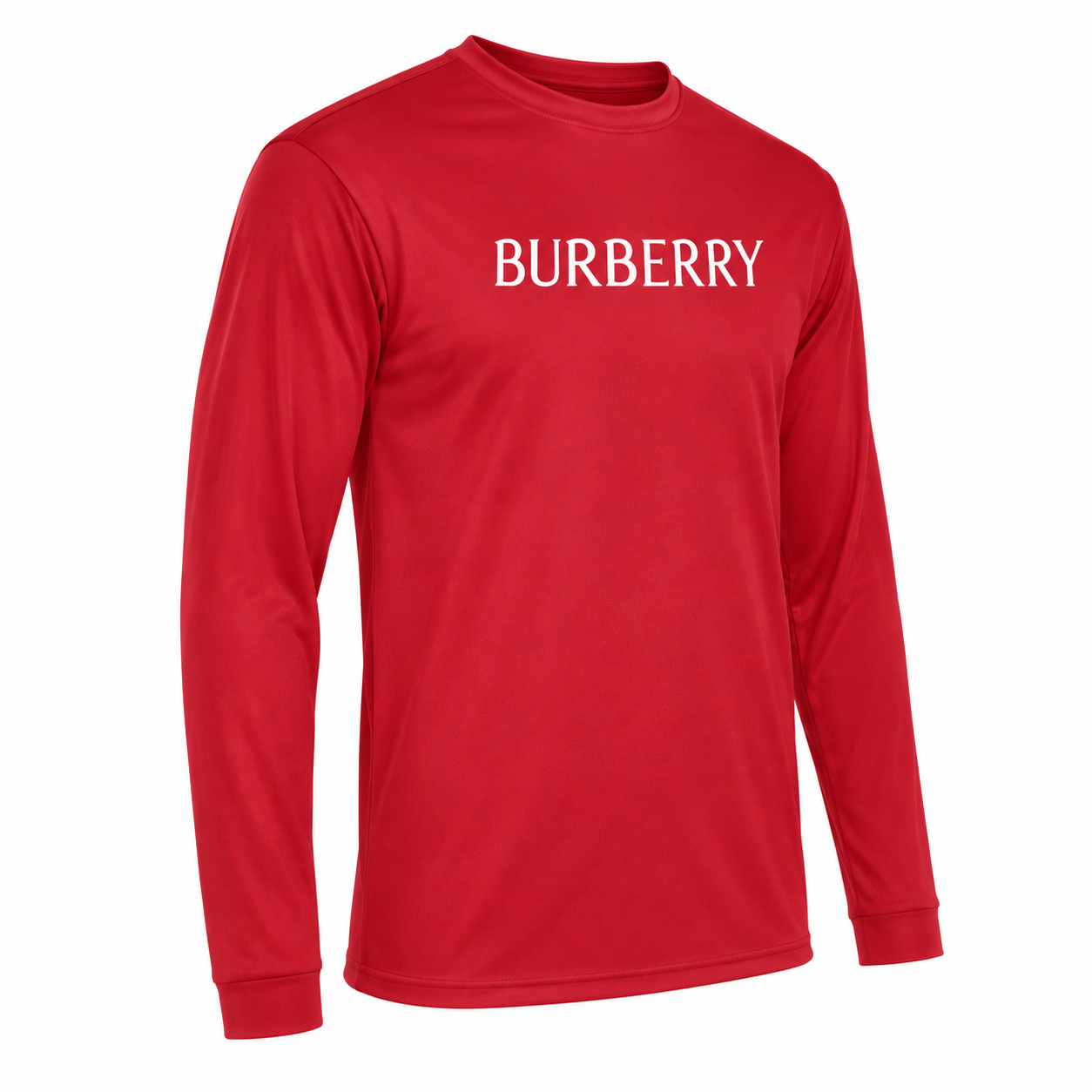 Men's Burberry Polyester Long Sleeve T-Shirt in Red — alternate three-quarter view