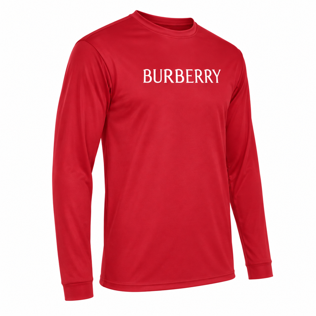 Men's Burberry Polyester Long Sleeve T-Shirt in Red — alternate three-quarter view