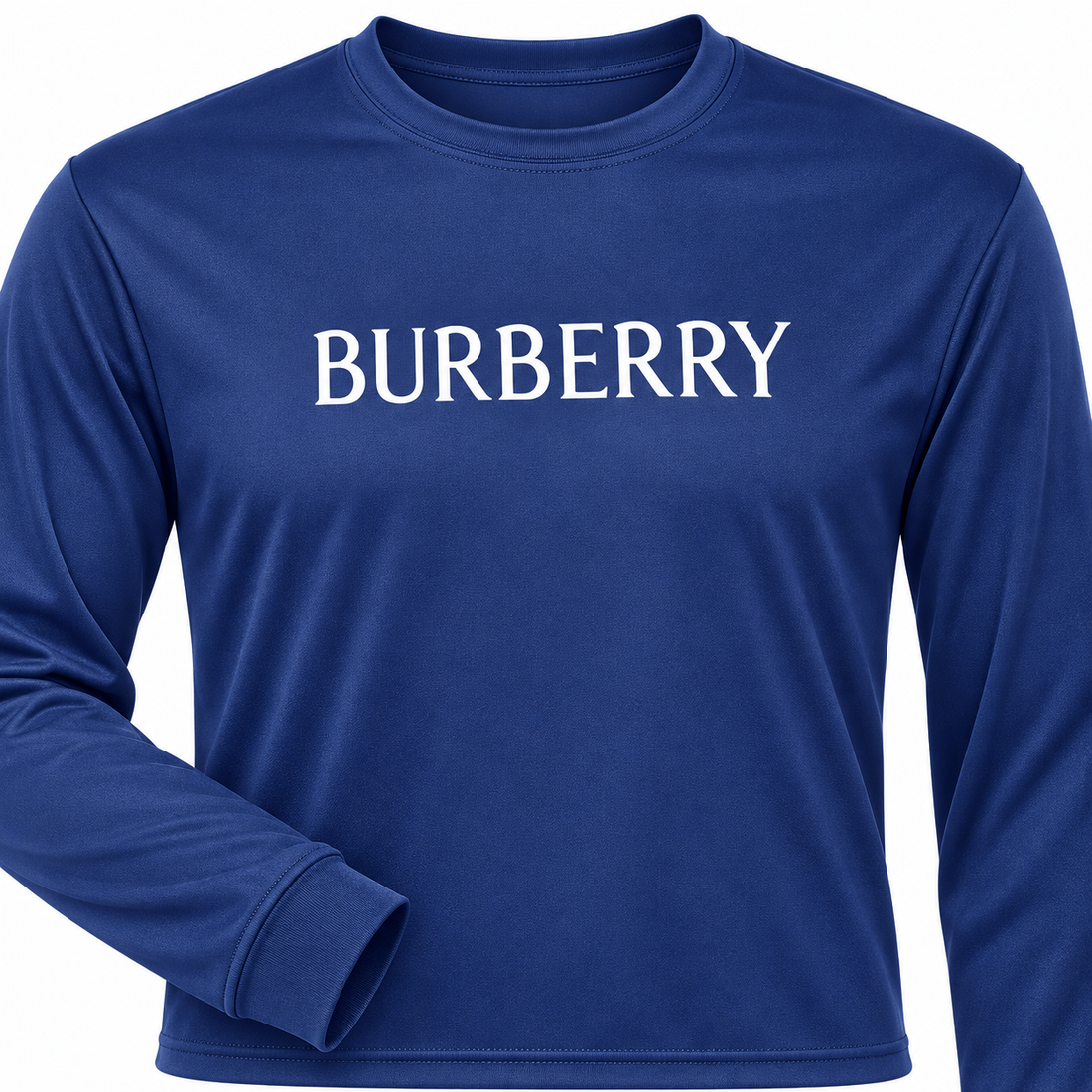 Men's Burberry Polyester Long Sleeve T-Shirt in Royal Blue — detail view