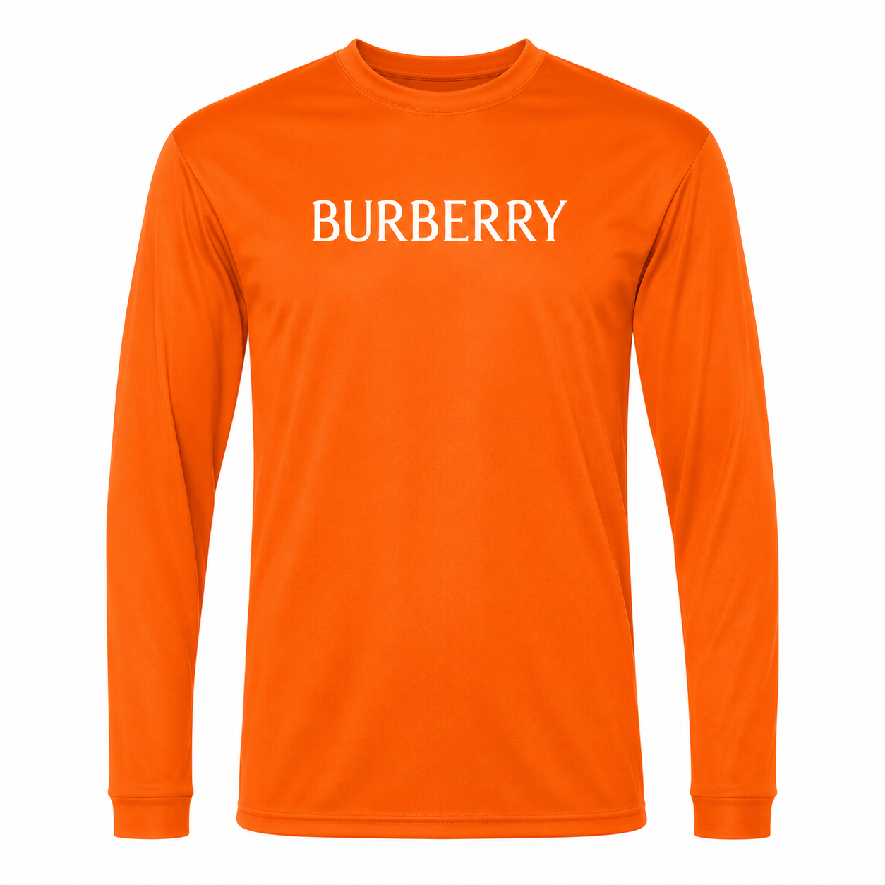 Men's Burberry Polyester Long Sleeve T-Shirt in Safety Orange — hero view
