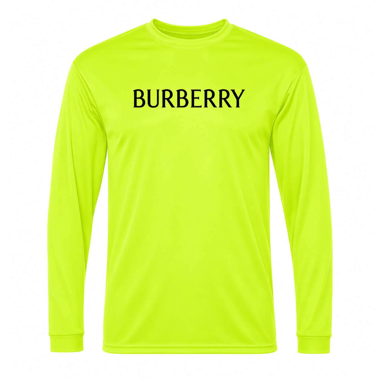 Men's Burberry Polyester Long Sleeve T-Shirt in Safety Yellow — hero view