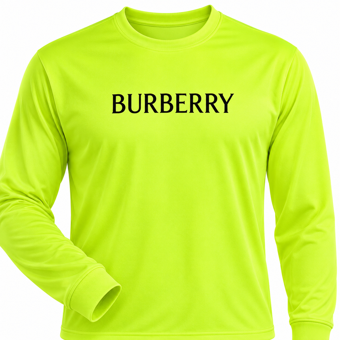 Men's Burberry Polyester Long Sleeve T-Shirt in Safety Yellow — detail view