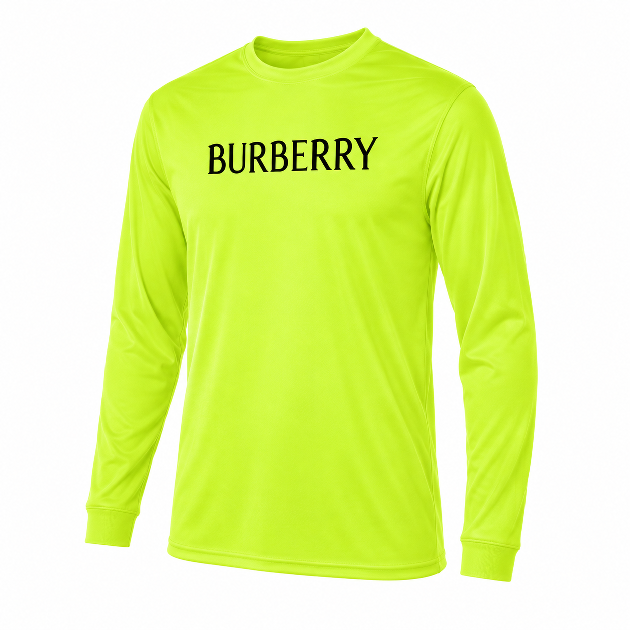 Men's Burberry Polyester Long Sleeve T-Shirt in Safety Yellow — alternate three-quarter view
