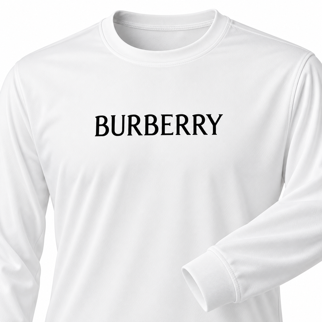 Men's Burberry Polyester Long Sleeve T-Shirt in White — detail view