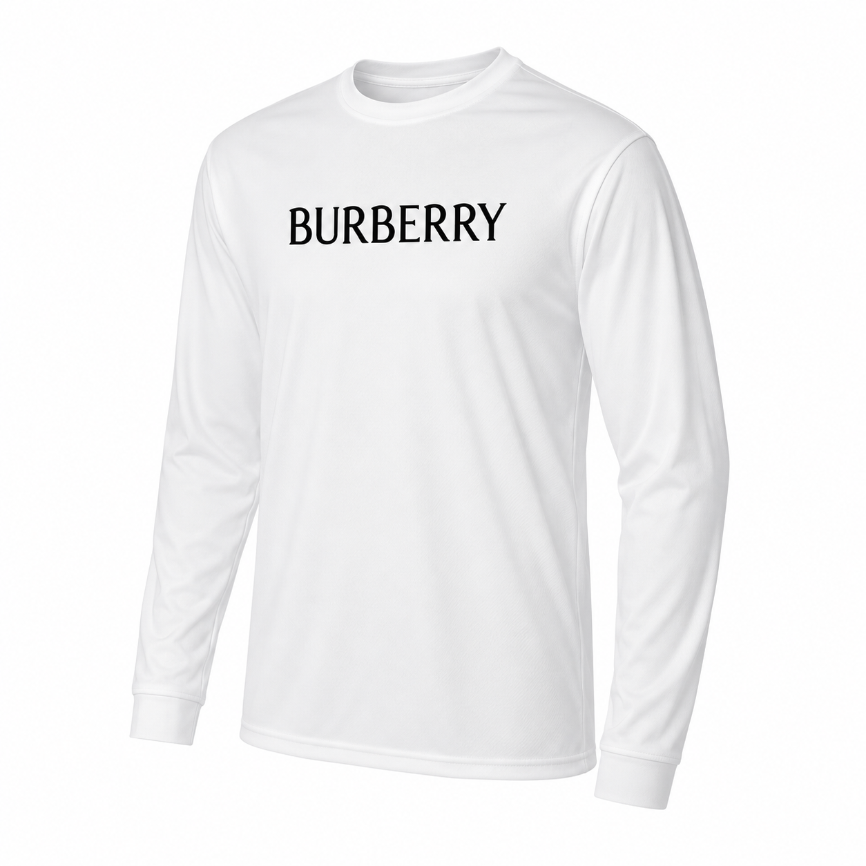 Men's Burberry Polyester Long Sleeve T-Shirt in White — alternate three-quarter view