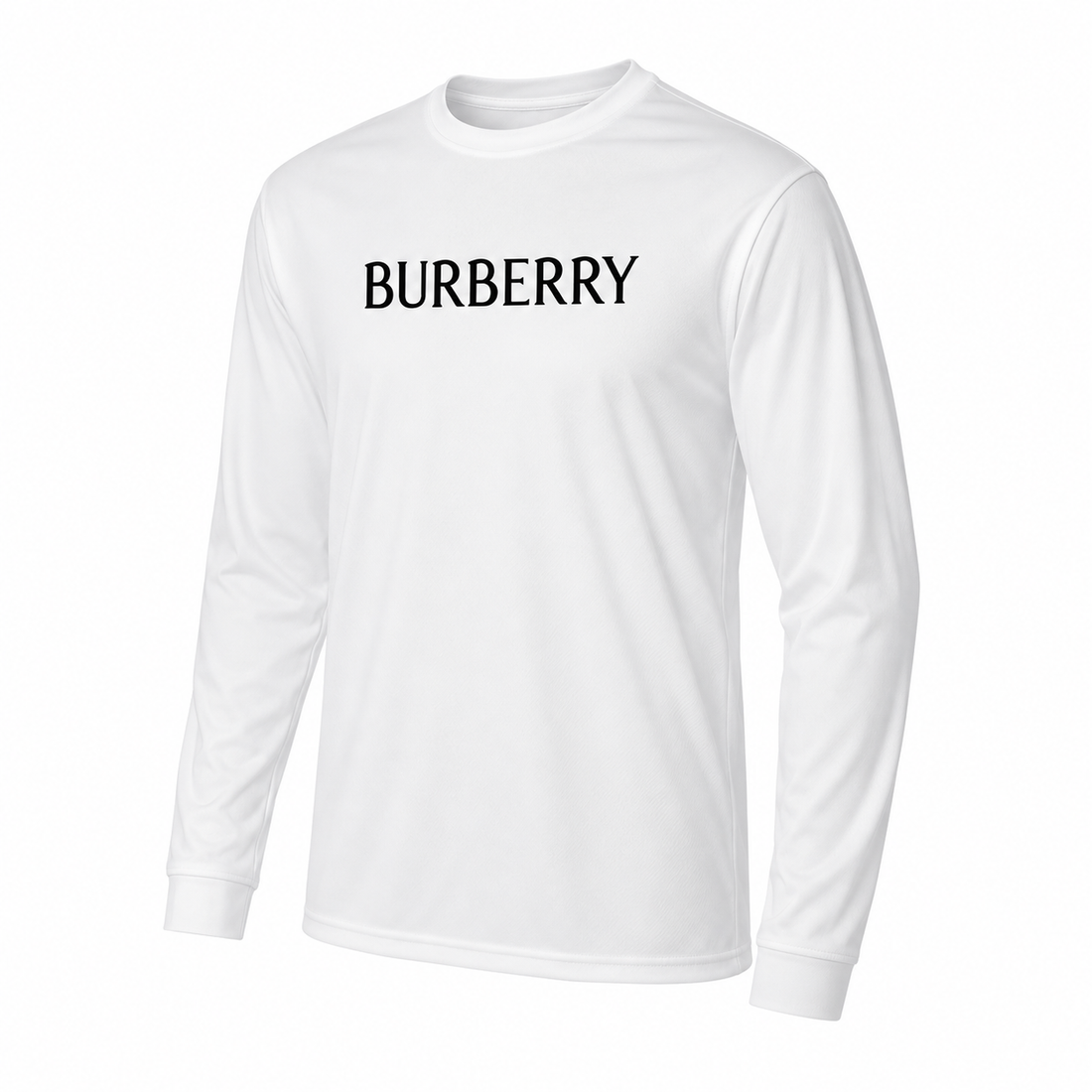 Men's Burberry Polyester Long Sleeve T-Shirt in White — alternate three-quarter view