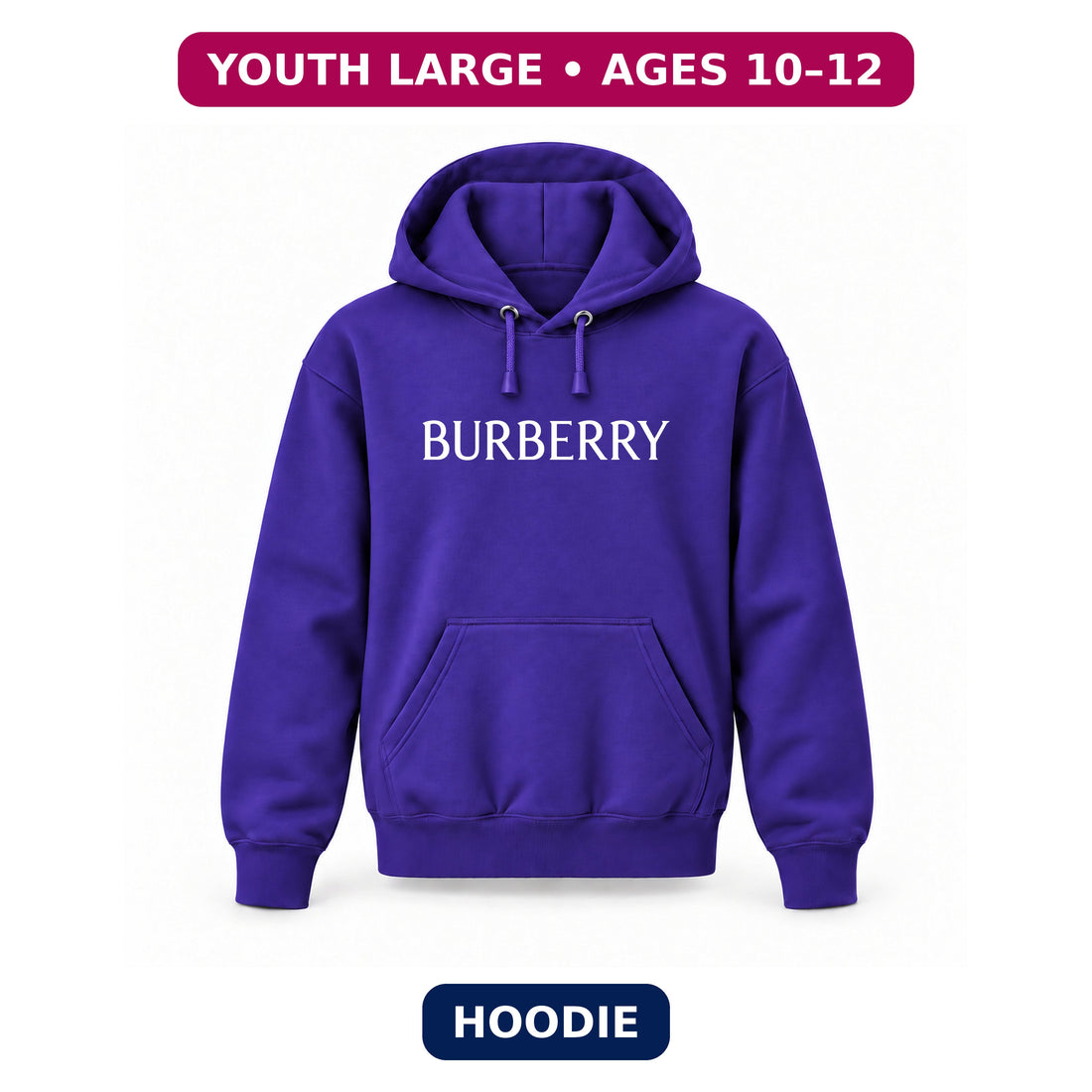 Burberry Youth Large Hoodie – Ages 10–12 | Color: Purple