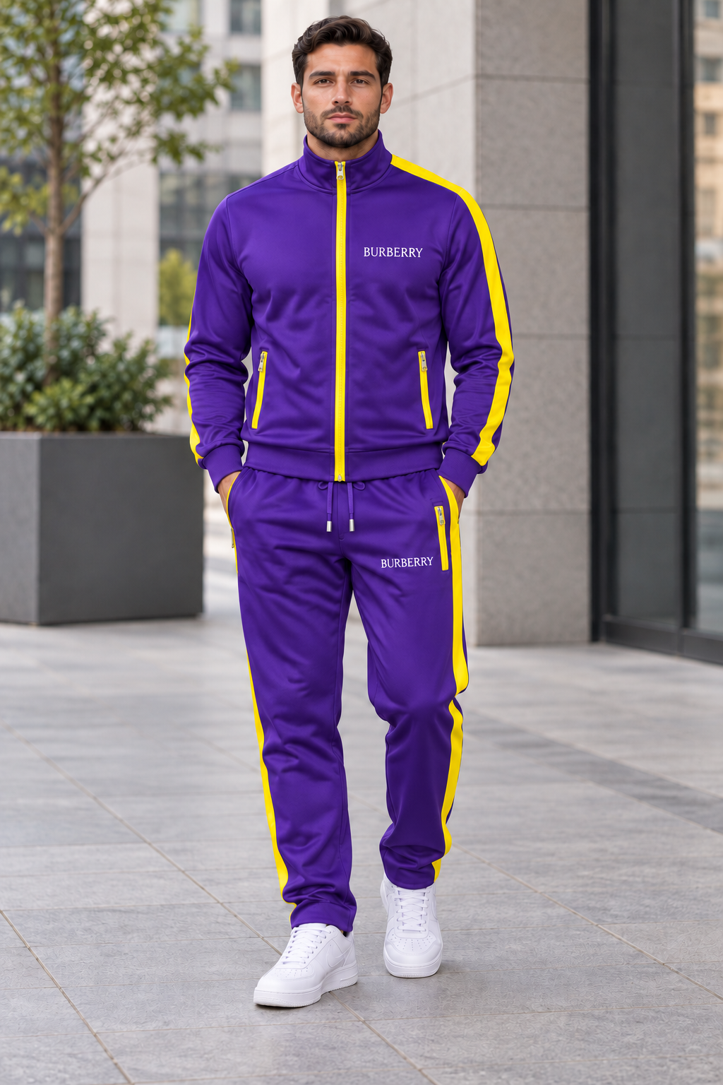 Men's Burberry Dri-Fit TrackSuit | Color: Purple | Image 1