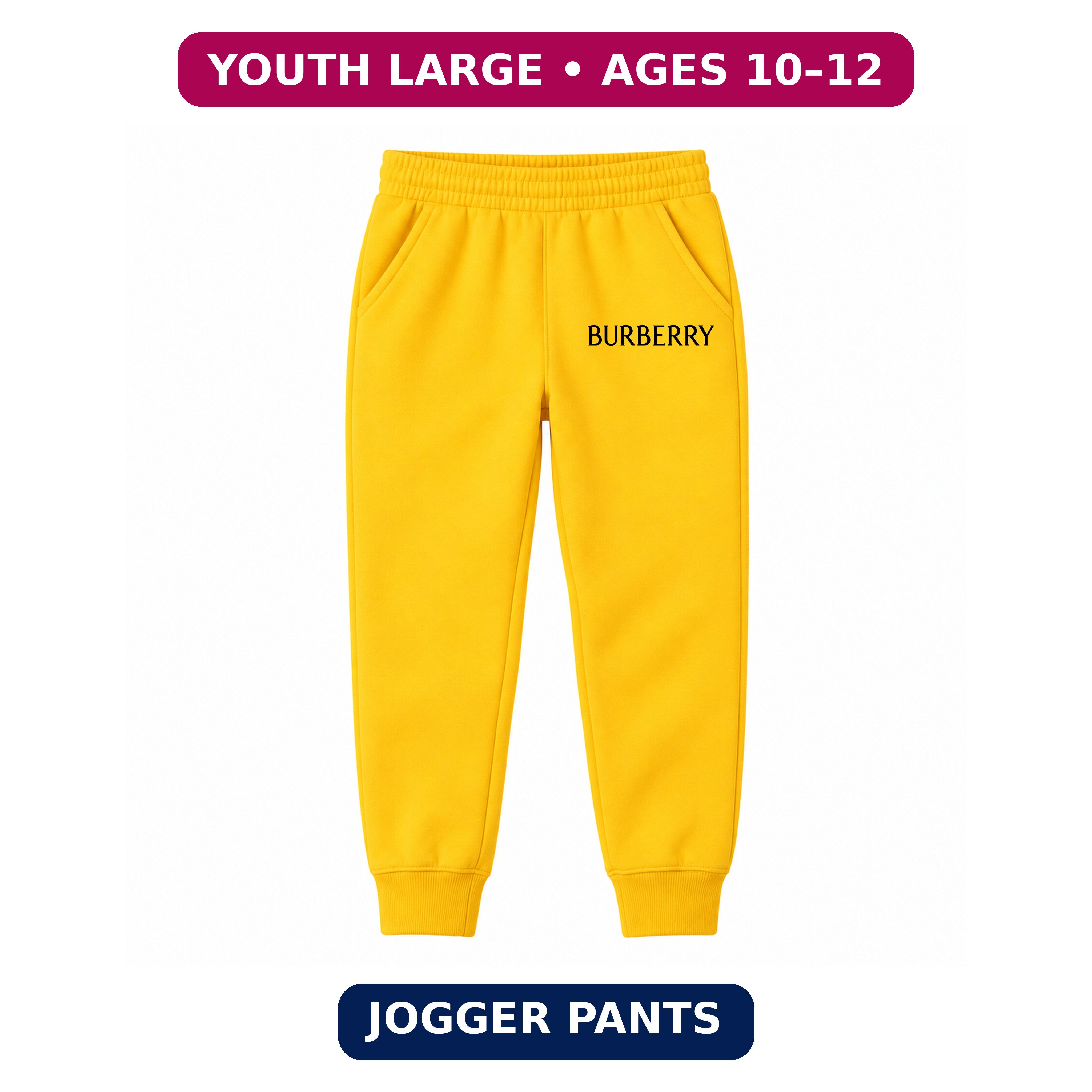 Burberry Youth Jogger Sweatpants | Yellow | Youth Large, ages 10–12