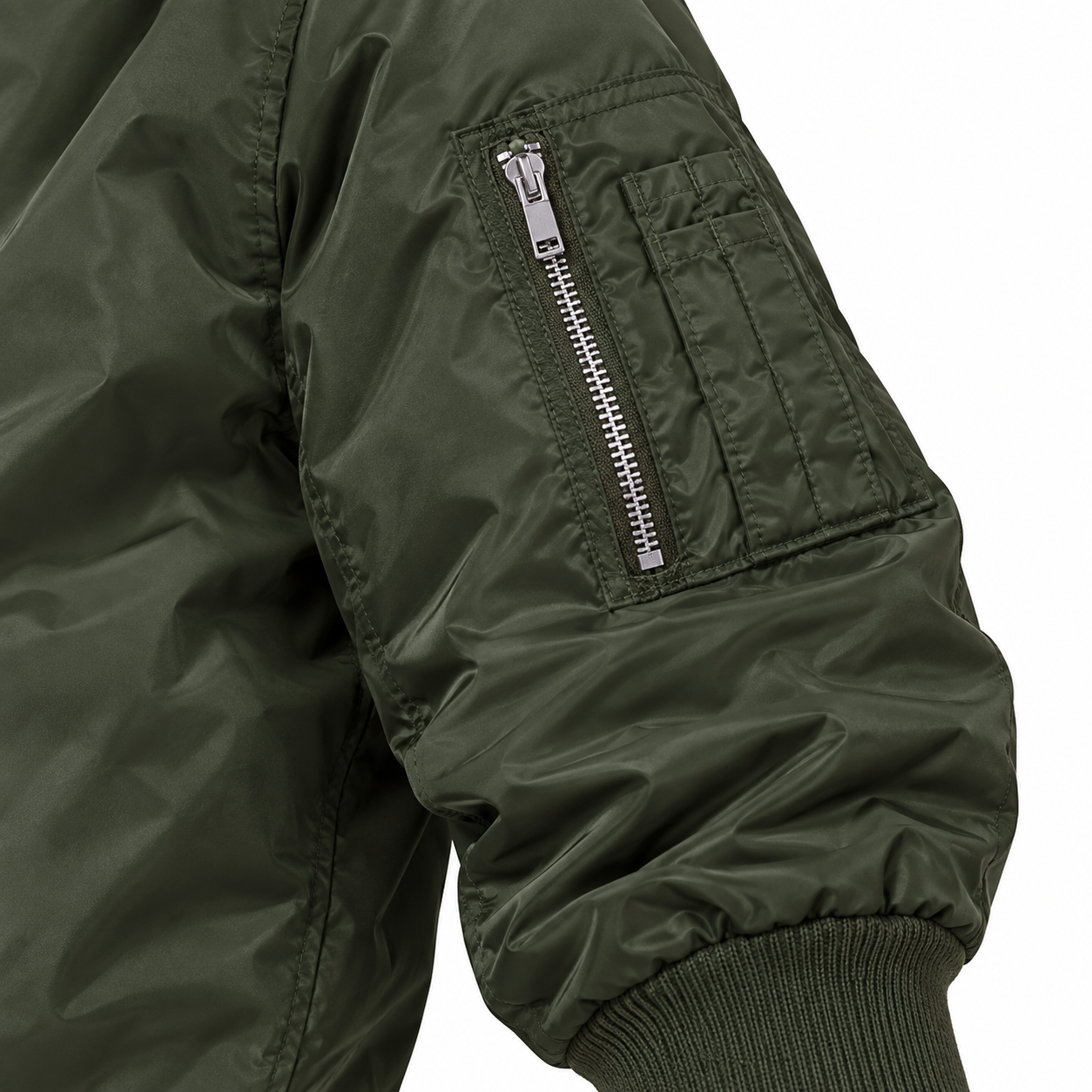 Men's Celine Lightweight Bomber Jacket Windbreaker Softshell Varsity Jacket Coat | Color: Army Green | Image 4