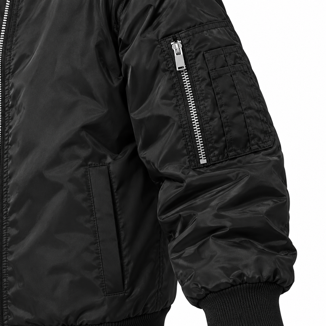 Men's Celine Lightweight Bomber Jacket Windbreaker Softshell Varsity Jacket Coat | Color: Black | Image 4
