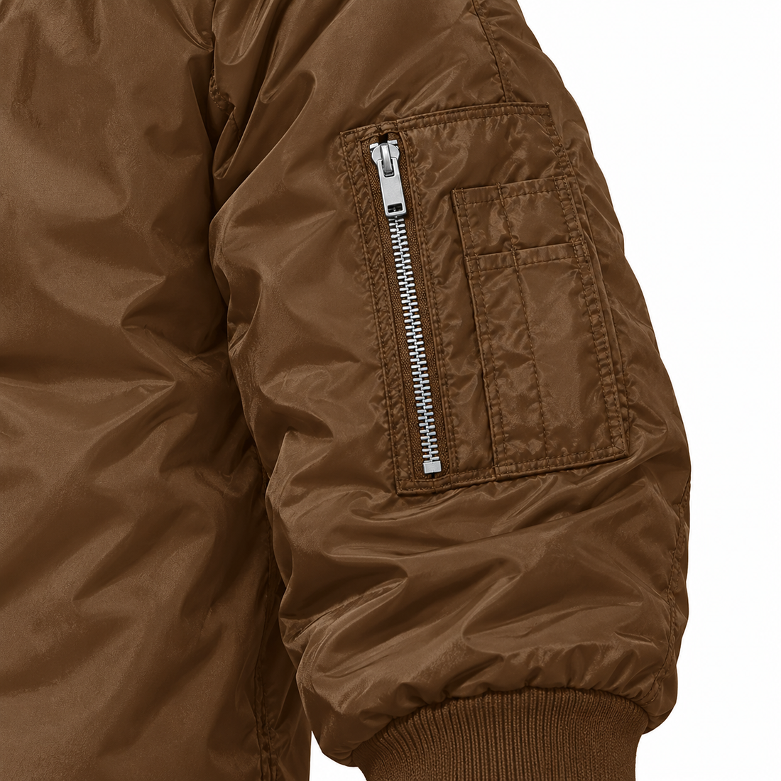Men's Celine Lightweight Bomber Jacket Windbreaker Softshell Varsity Jacket Coat | Color: Brown | Image 4