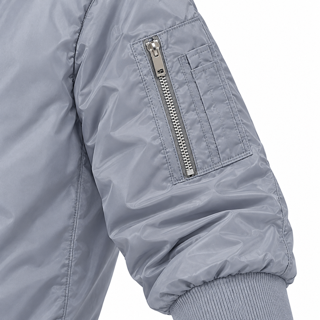 Men's Celine Lightweight Bomber Jacket Windbreaker Softshell Varsity Jacket Coat | Color: Grey | Image 4