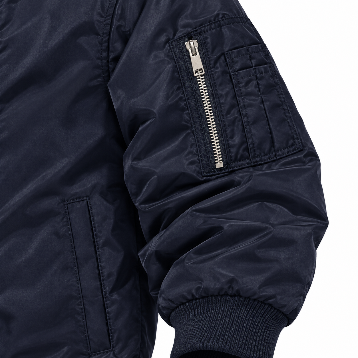 Men's Celine Lightweight Bomber Jacket Windbreaker Softshell Varsity Jacket Coat | Color: Navy | Image 4