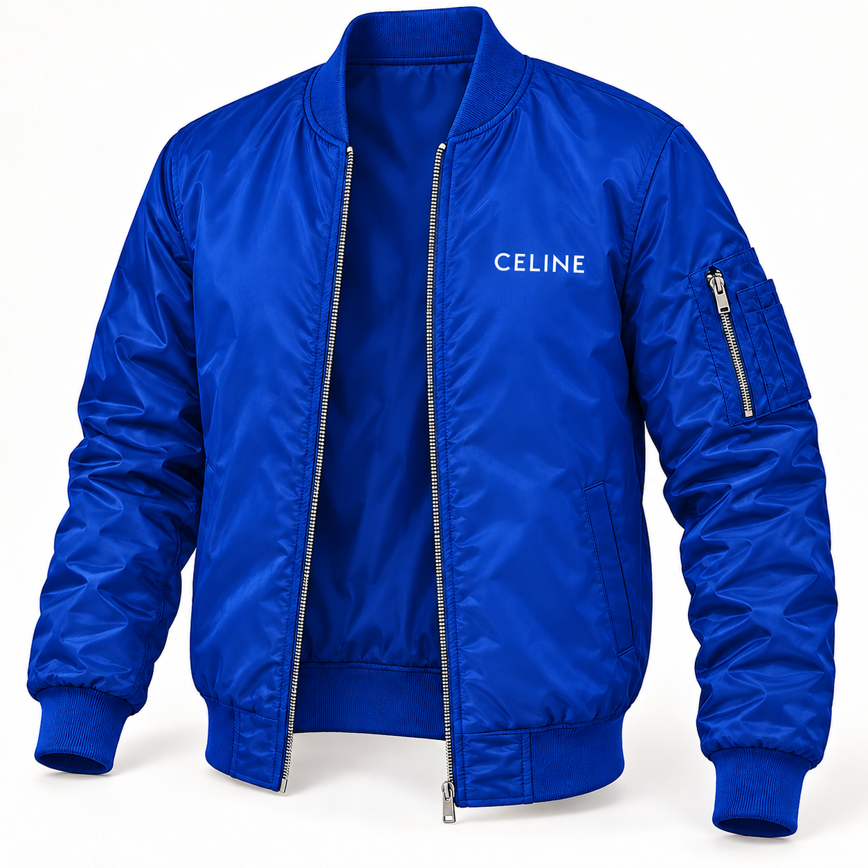 Men's Celine Lightweight Bomber Jacket | Color: Royal Blue | Image 5