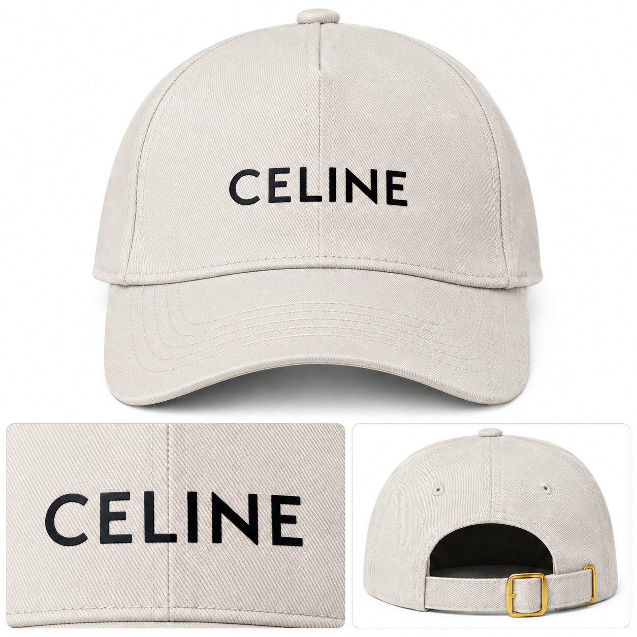 Celine Dad Baseball Cap Hat - Beige - detail