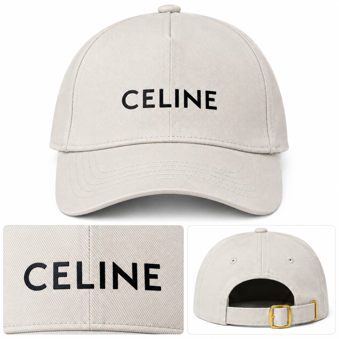 Celine Dad Baseball Cap Hat - Beige - detail