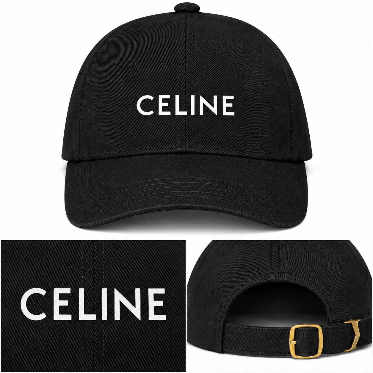 Celine Dad Baseball Cap Hat - Black - detail