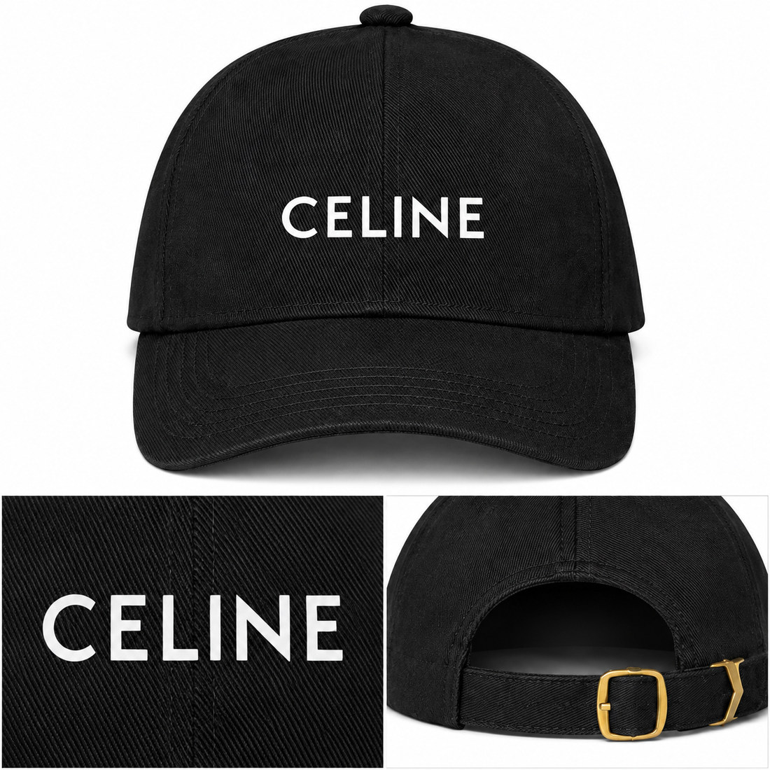Celine Dad Baseball Cap Hat - Black - detail