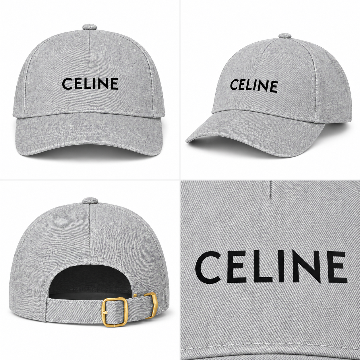 Celine Dad Baseball Cap Hat - Grey - detail