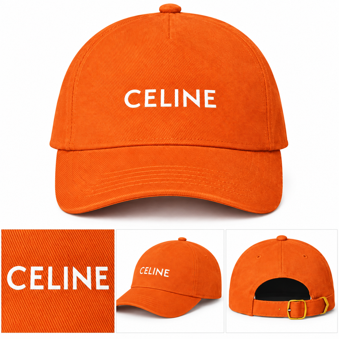 Celine Dad Baseball Cap Hat - Orange - detail