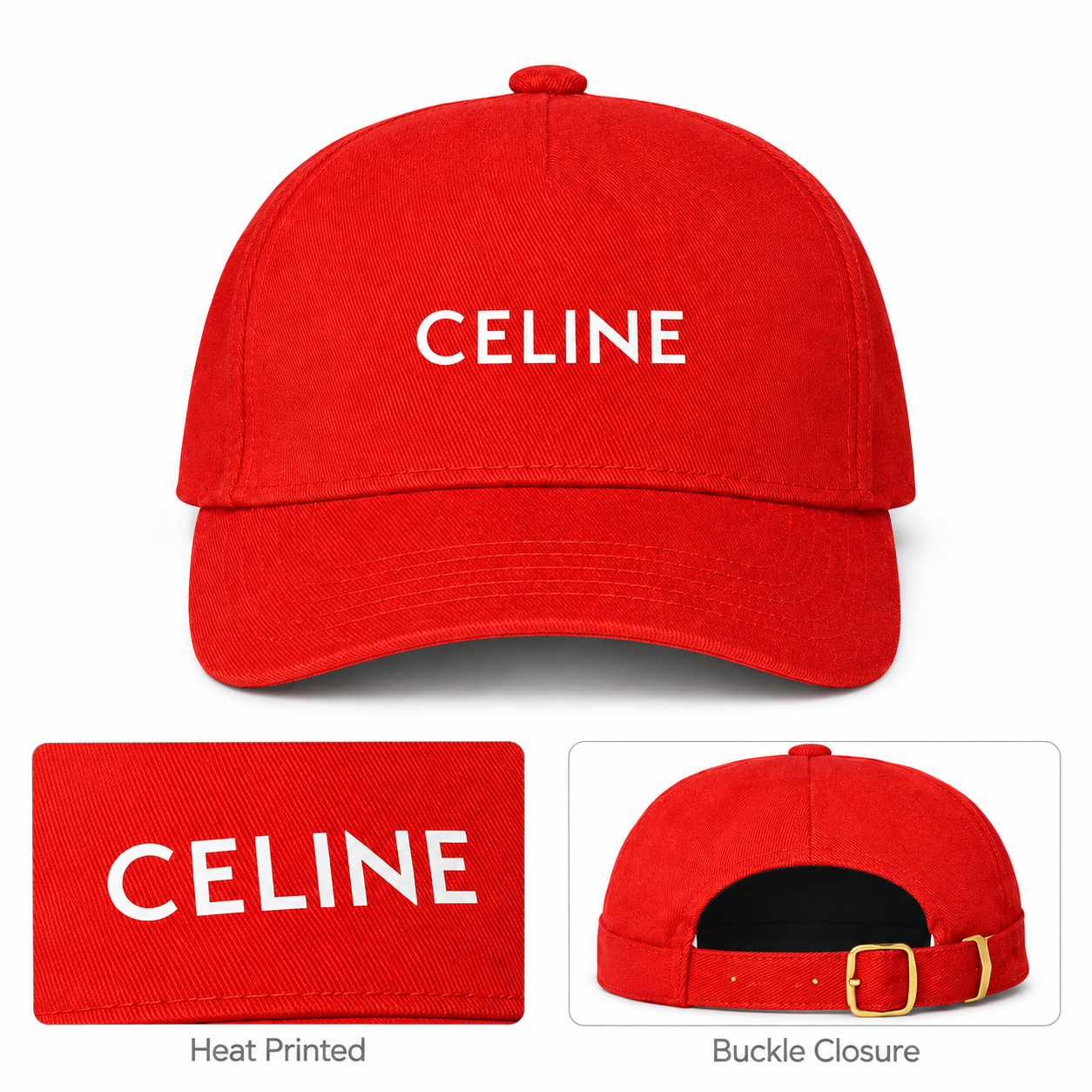 Celine Dad Baseball Cap Hat - Red - hero