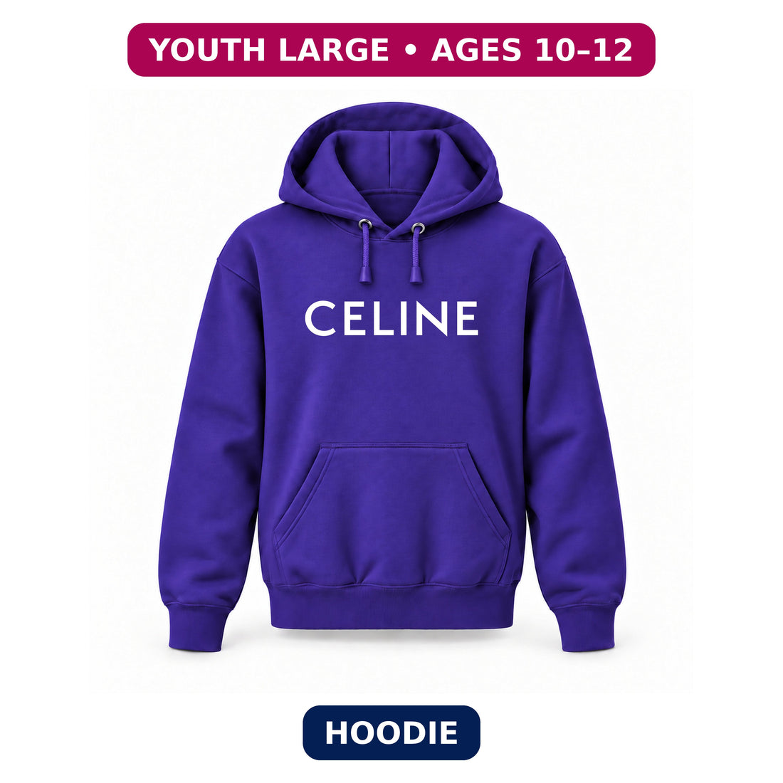 Celine Youth Large Hoodie – Ages 10–12 | Color: Purple