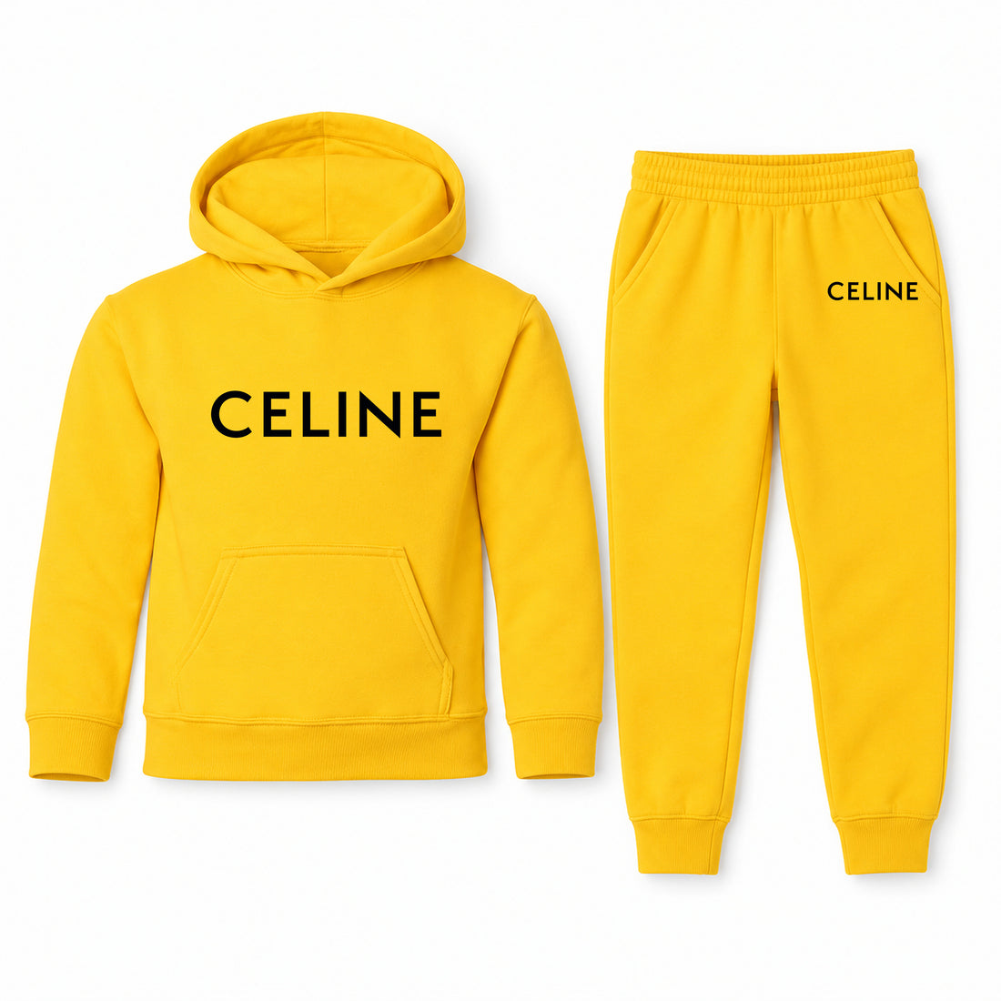 Celine Youth Hoodie Jogger Set | Yellow | Youth Large, ages 10–12