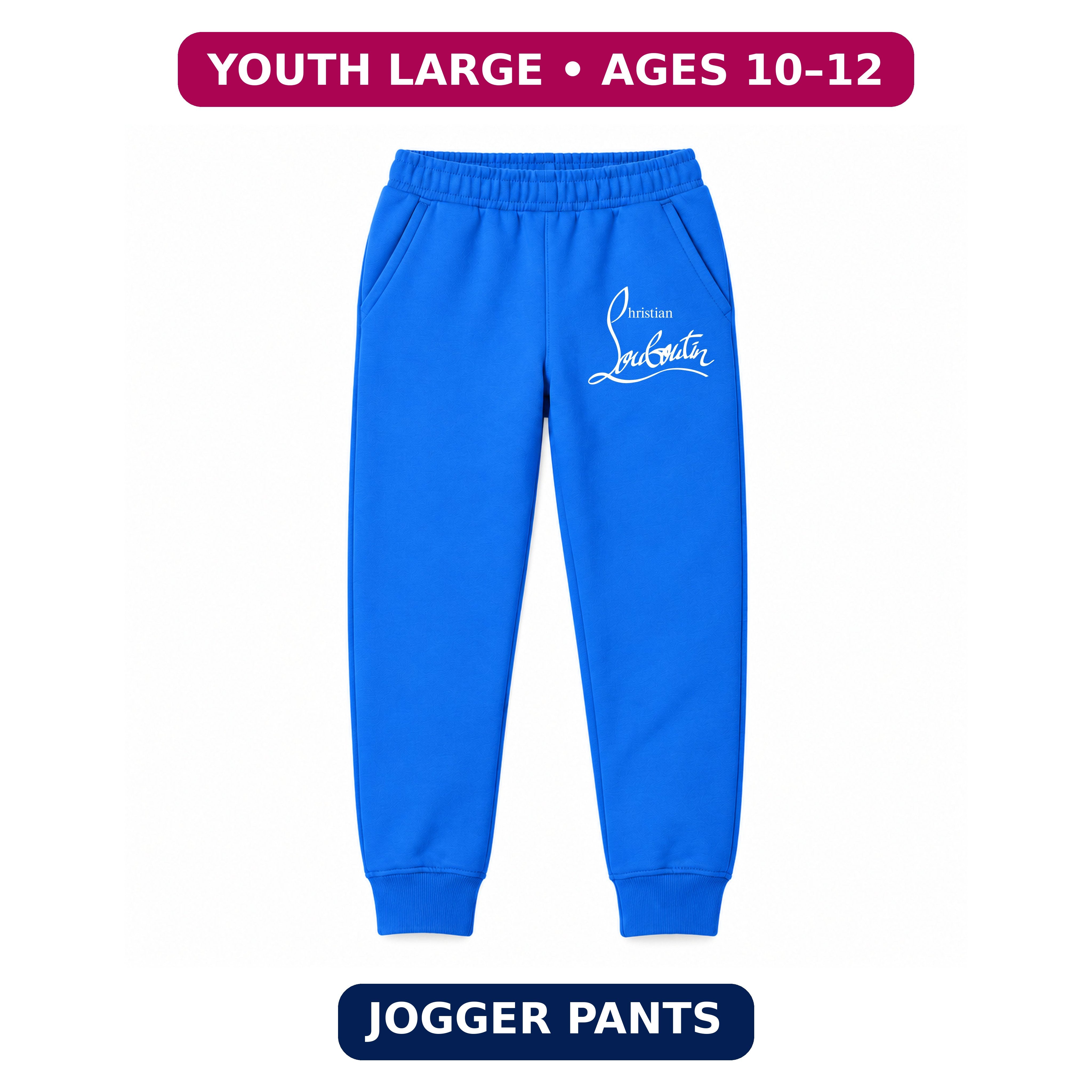 Christian Louboutin youth jogger sweatpants, Blue, Youth Large ages 10–12