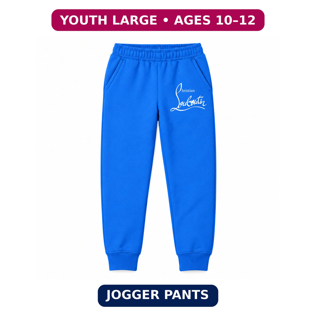 Christian Louboutin youth jogger sweatpants, Blue, Youth Large ages 10–12
