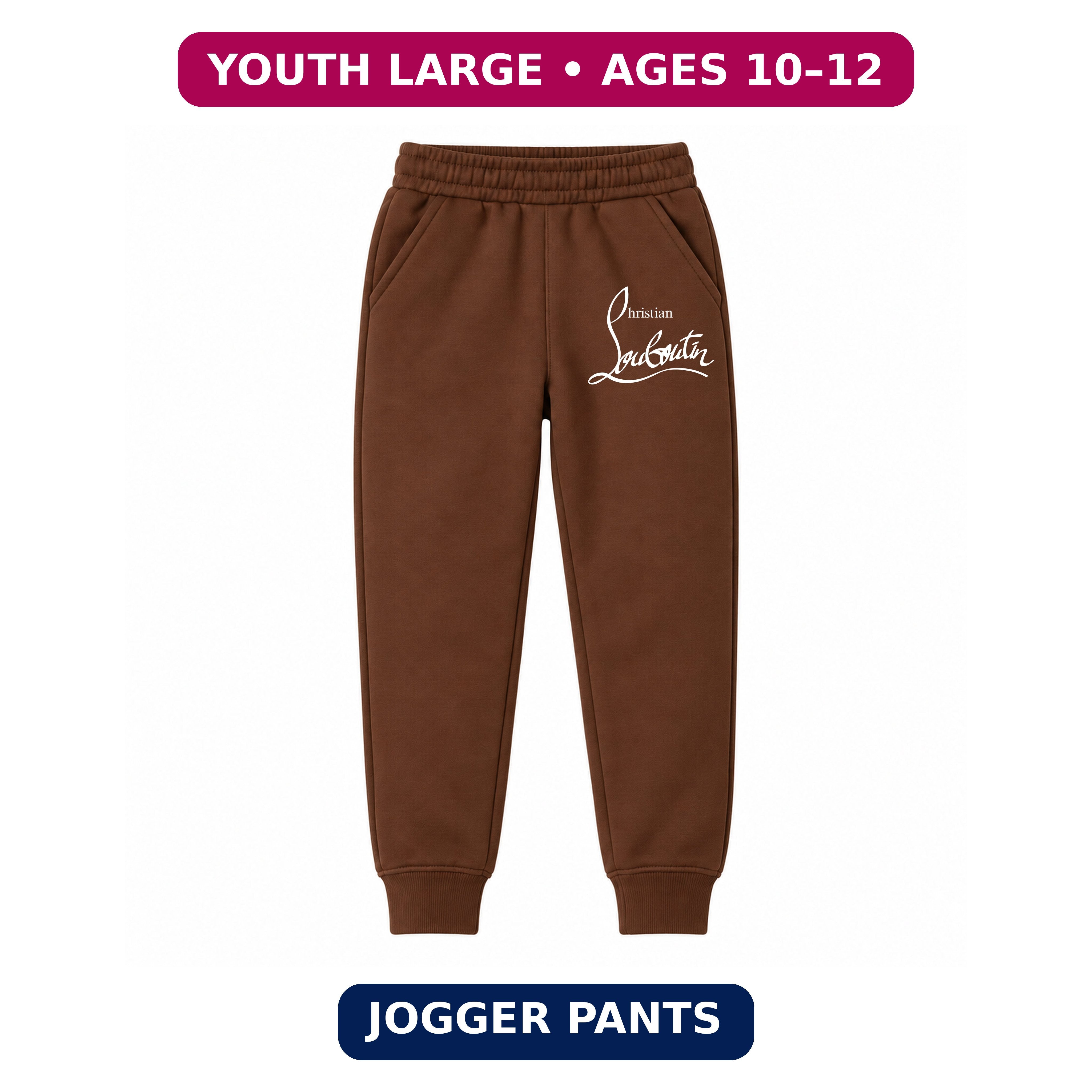 Christian Louboutin youth jogger sweatpants, Brown, Youth Large ages 10–12