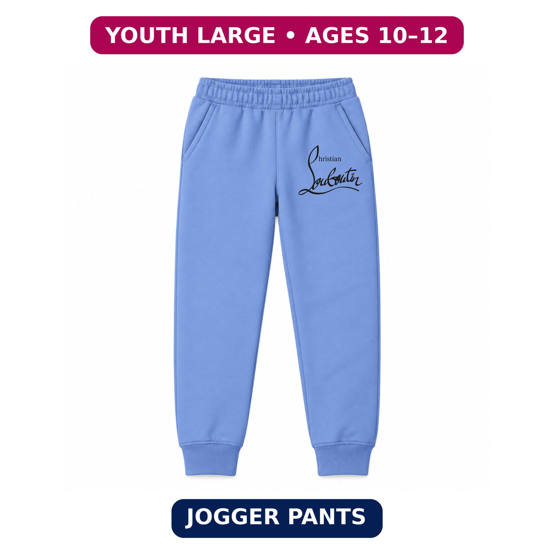 Christian Louboutin youth jogger sweatpants, Carolina Blue, Youth Large ages 10–12