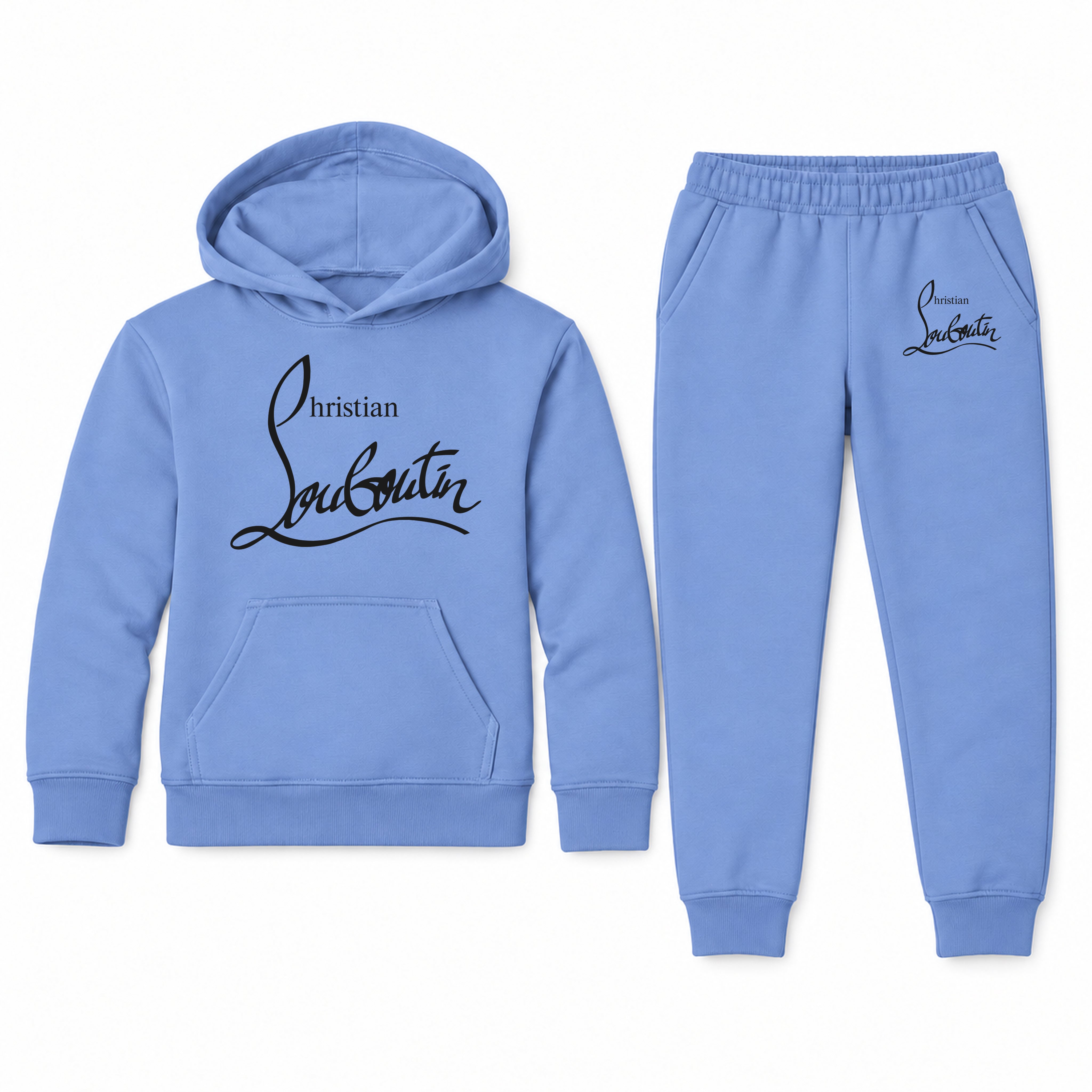 Christian Louboutin Youth Hoodie Jogger Set | Carolina Blue | Youth Large, ages 10–12