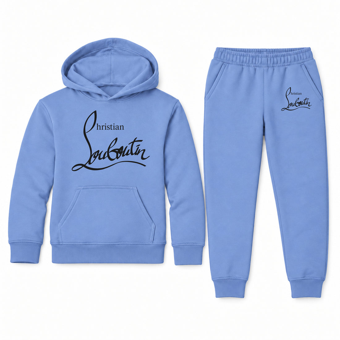Christian Louboutin Youth Hoodie Jogger Set | Carolina Blue | Youth Large, ages 10–12