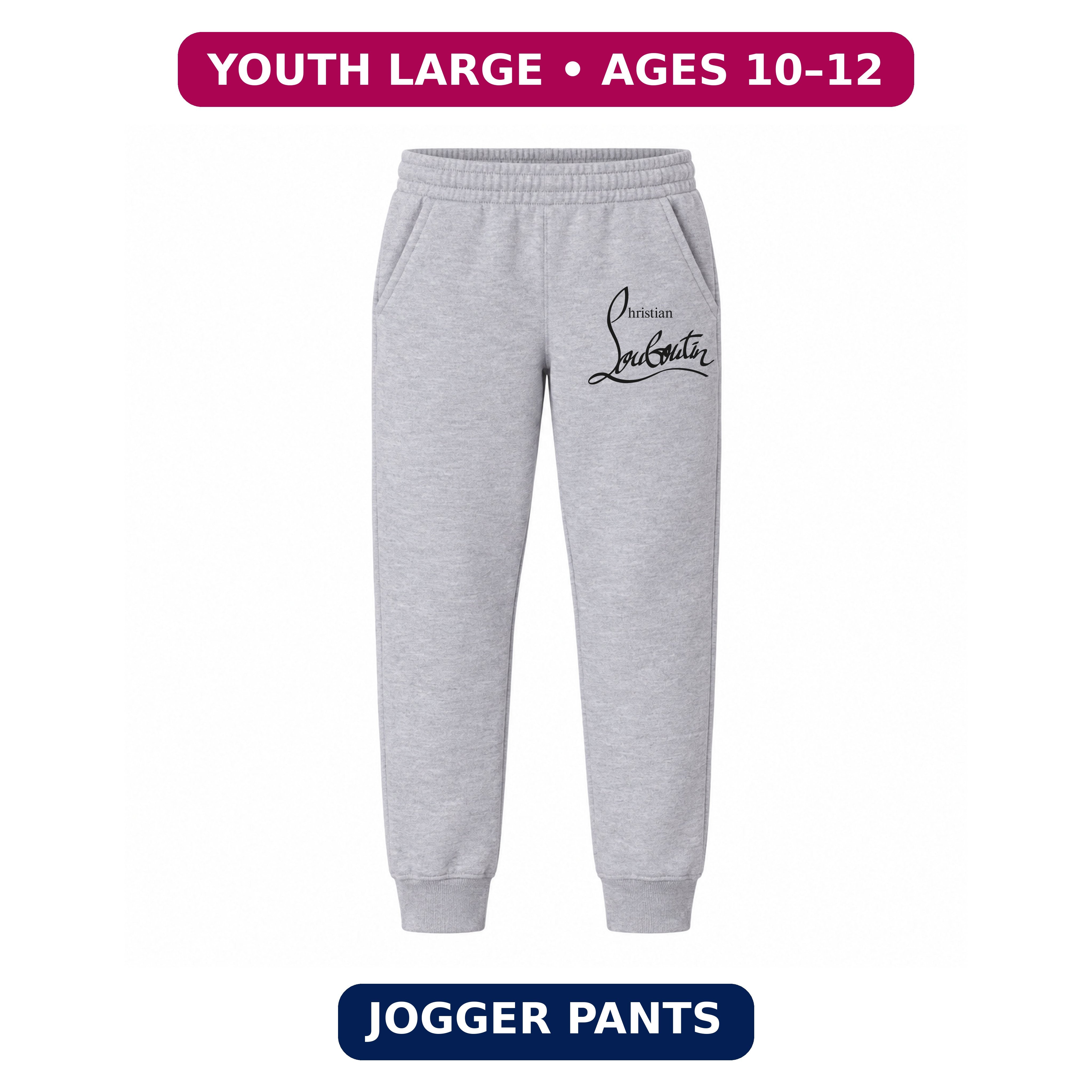Christian Louboutin youth jogger sweatpants, Grey, Youth Large ages 10–12