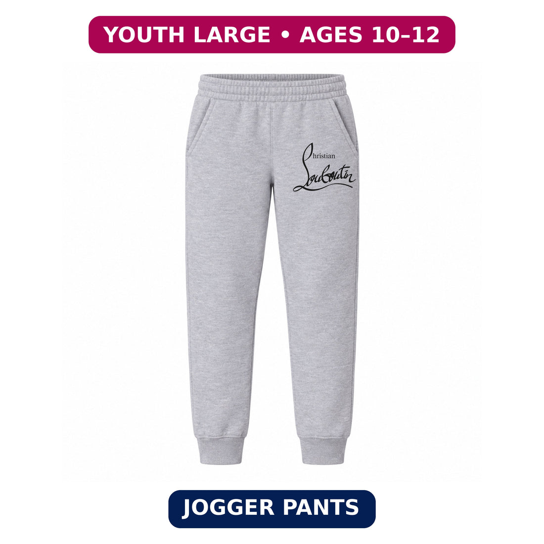 Christian Louboutin youth jogger sweatpants, Grey, Youth Large ages 10–12